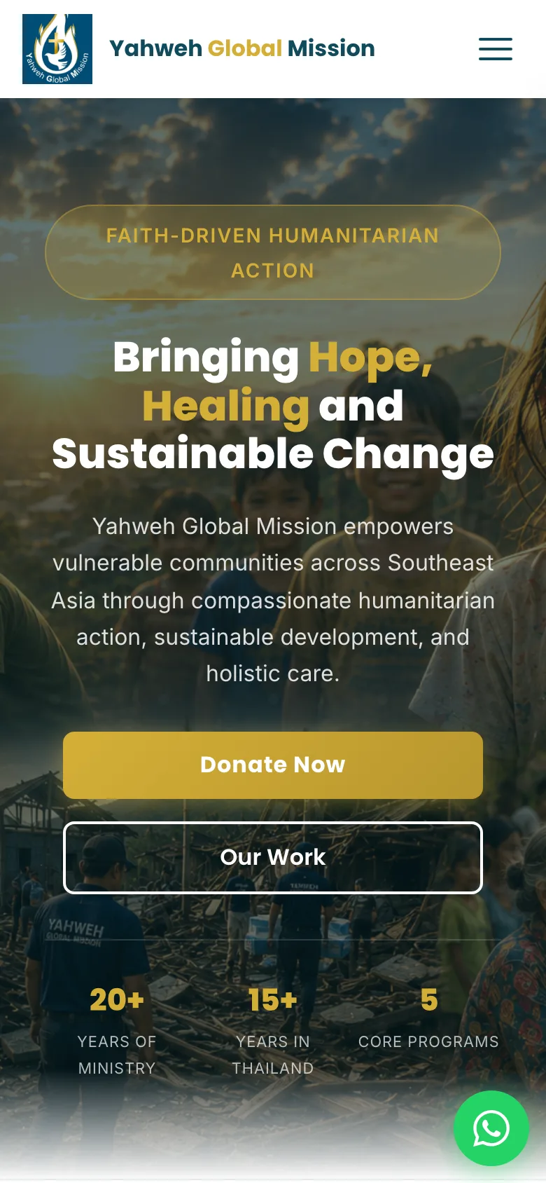Yahweh Global Mission site on a phone