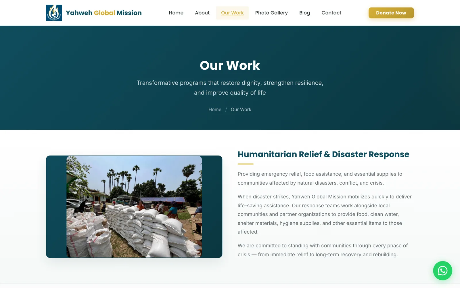 Yahweh Global Mission programmes page
